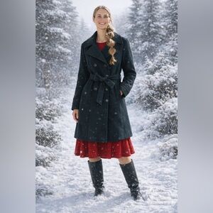 Double-Breasted Black Wool Coat